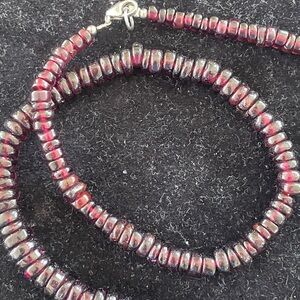 Natural Rhodolite Garnet Necklace with Sterling Clasp